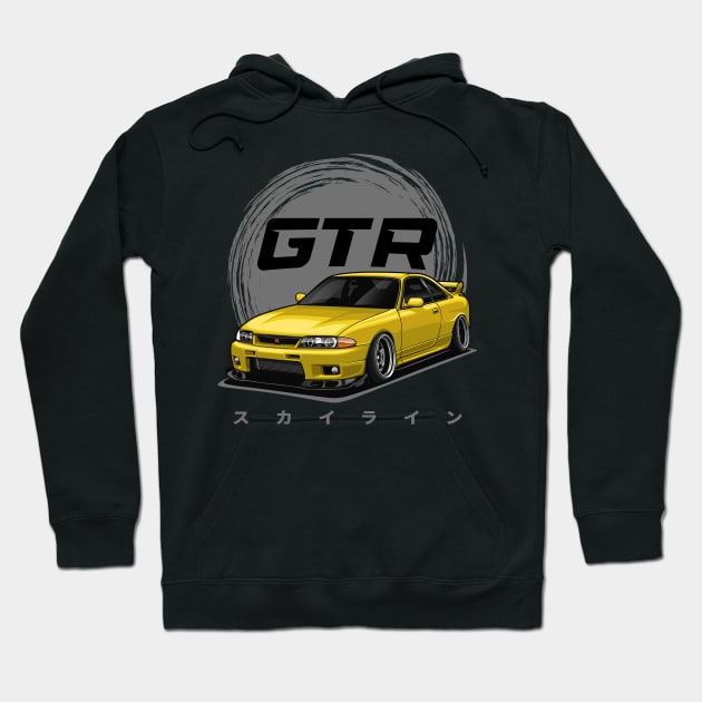 Skyline GTR R33 (Yellow) Hoodie by Jiooji Project